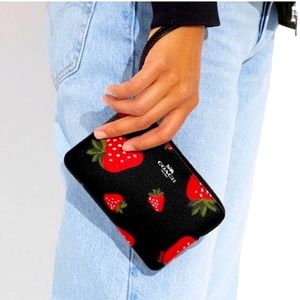 New Coach Strawberry Wristlet
